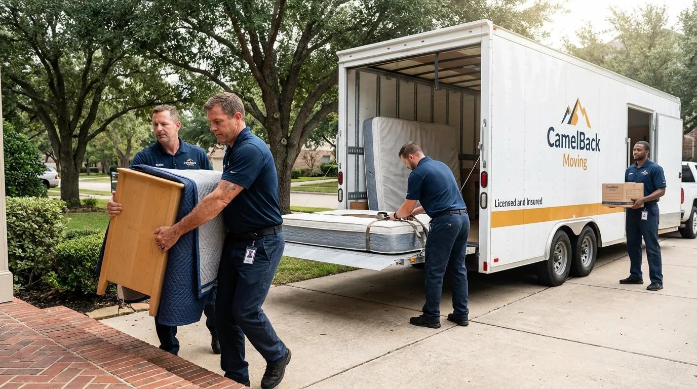 Crew loading residential truck for cross-state move from Reform, AL
