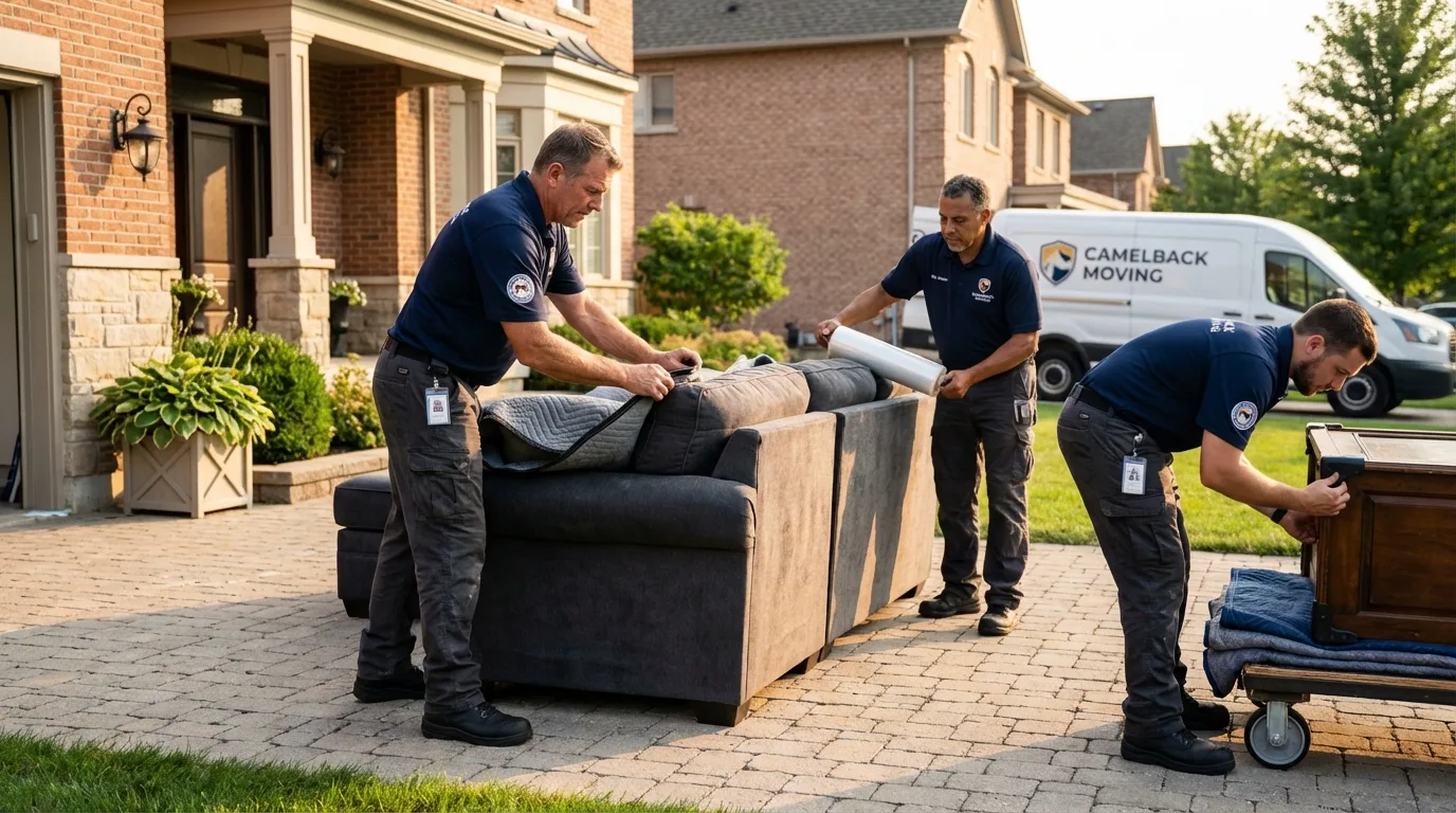 Large estate moving crew wrapping furniture in Reform, AL